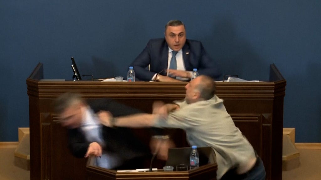 Fighting broke out in the Tbilisi Parliament Fighting broke out in the Tbilisi Parliament
