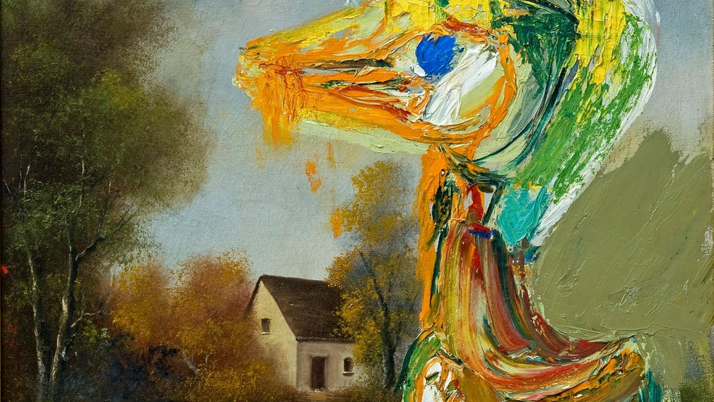 Asger Jorns kända tavla ”Den foruroligende ælling” föreställer en gigantisk anka målad över en äldre landskapsmålning som konstnären en gång köpte på en loppmarknad.
