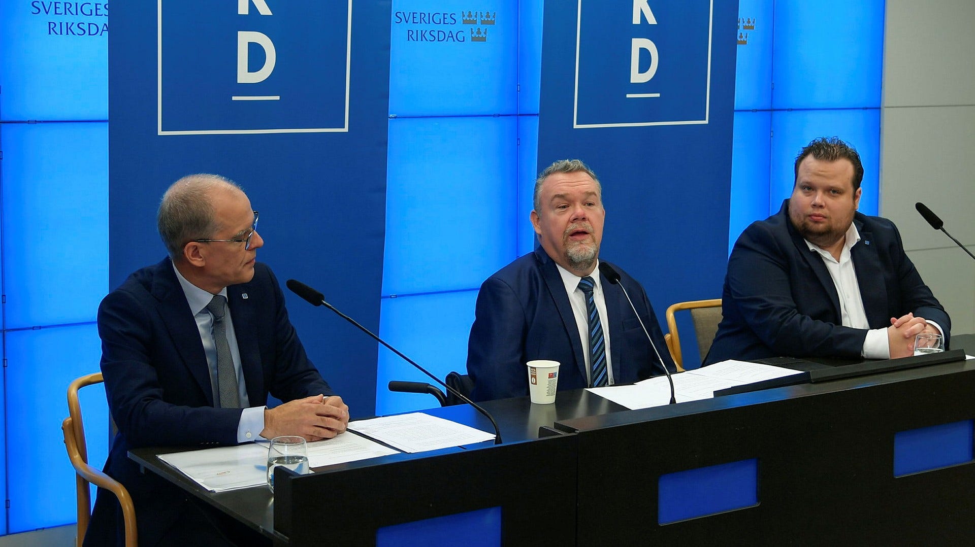 David Lega och Martin Hallander, till höger, föreslås som KD:s kandidater till EU-parlamentet.