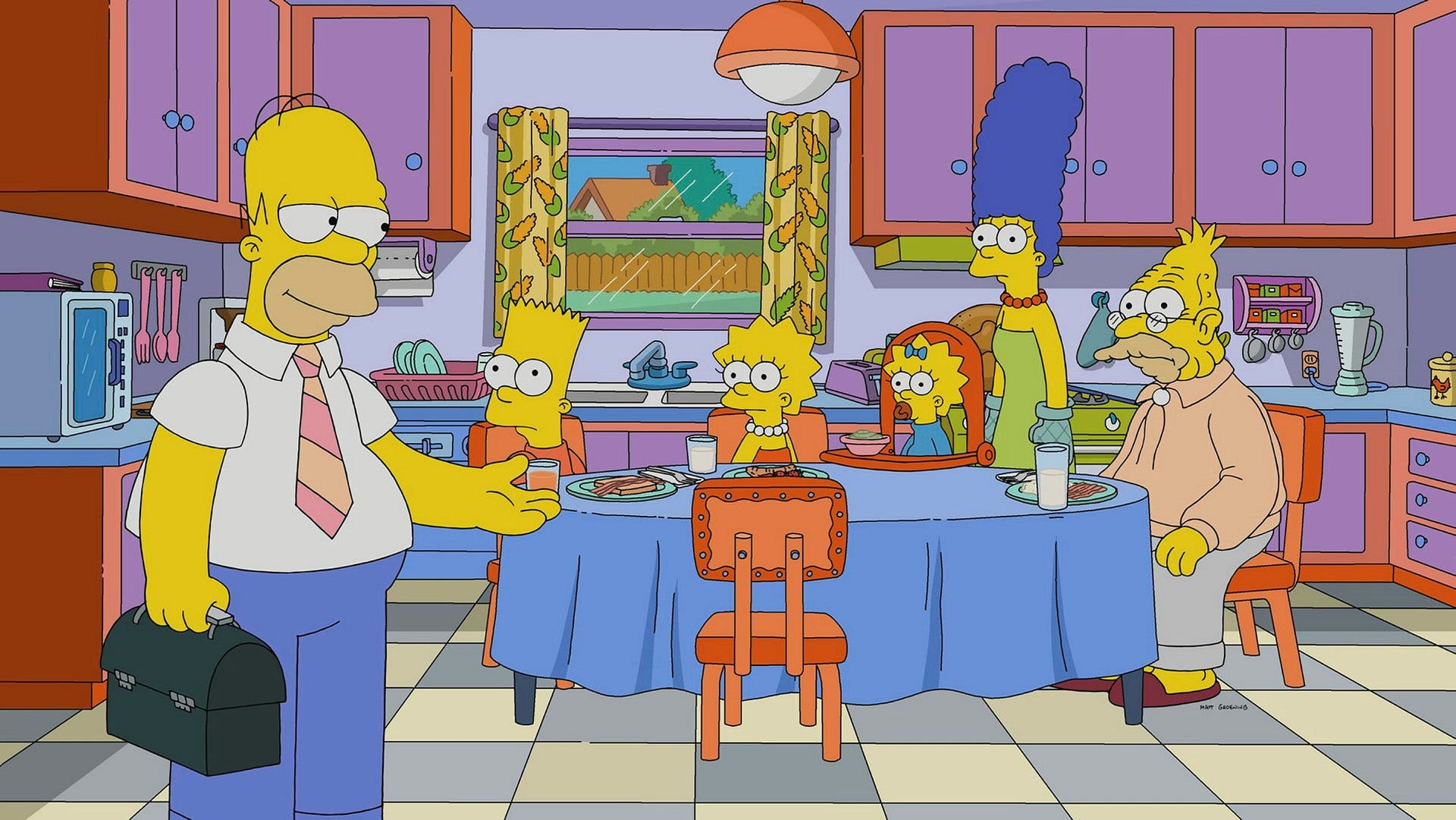 Marge Simpson med maken Homer, som hon i ”The Simpsons” första säsong överväger att vara otrogen mot.