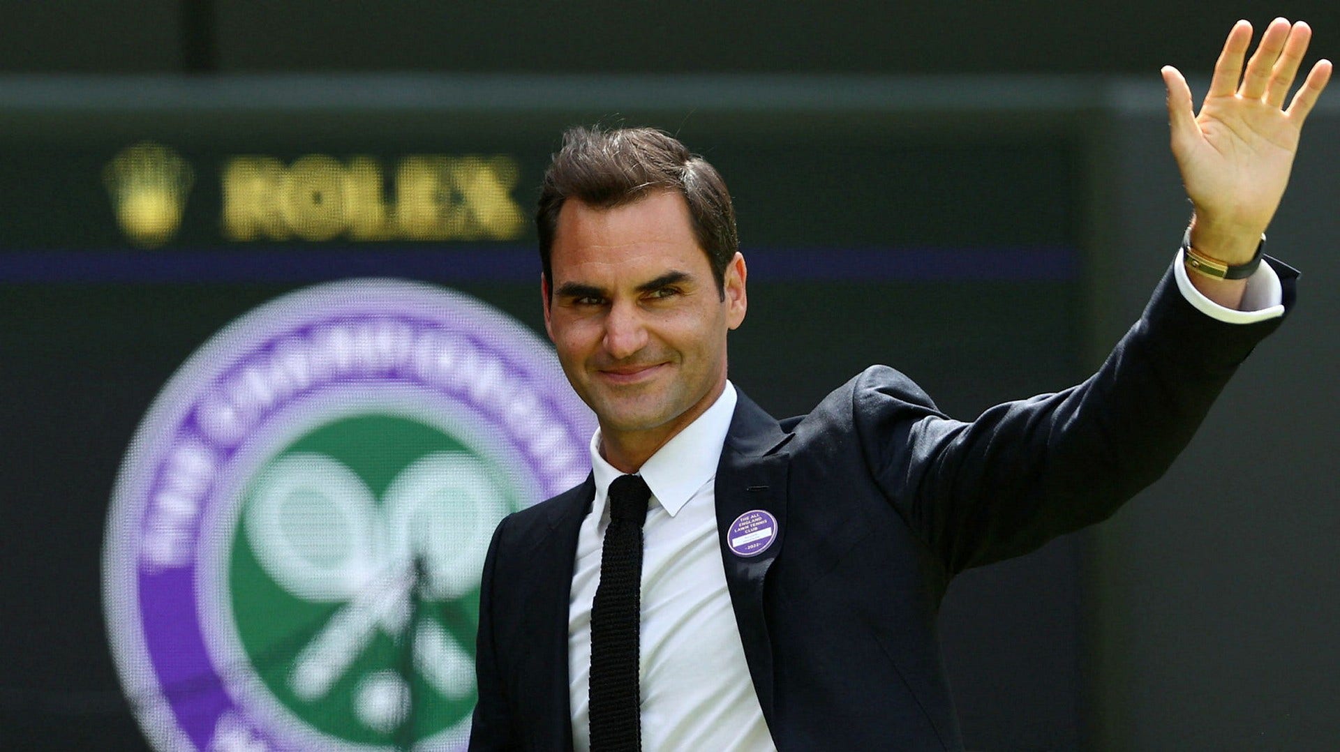 Roger Federer på plats i Wimbledon.