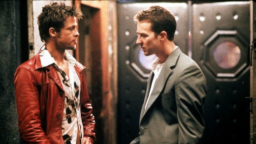 Brad Pitt och Edward Norton i ”Fight club”.