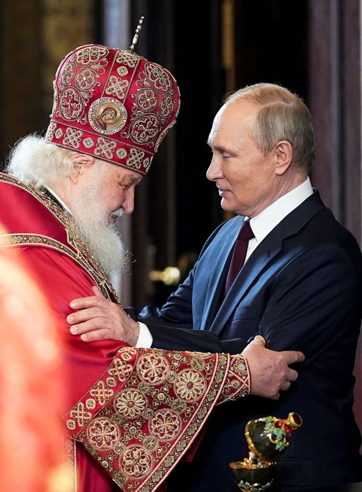 Patriark Kirill tillsammans med Rysslands president Vladimir Putin.
