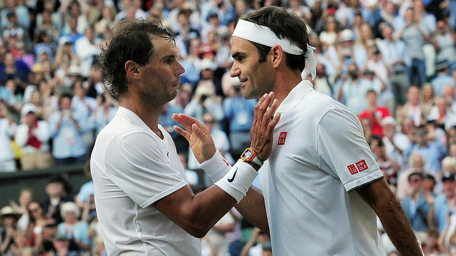 Federer och Nadal i Wimbledon 2019. Federer vill avsluta sin karriär med att spela tillsammans med spanjoren.