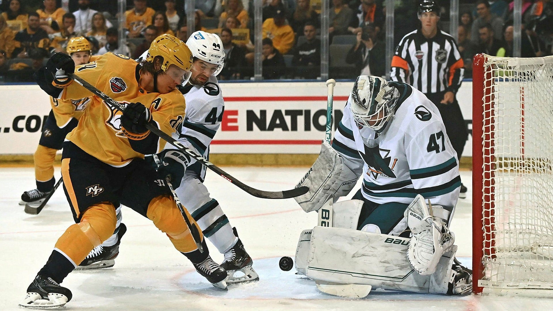 Nashville defeated San Jose in the NHL opener