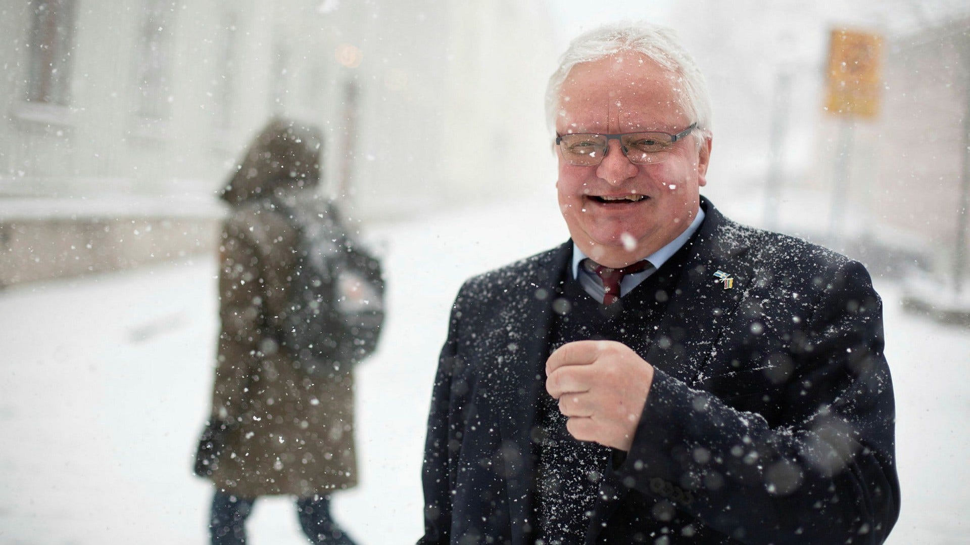Giedrius Cekuolis kom till Göteborg under ett av årets kraftigaste snöoväder.