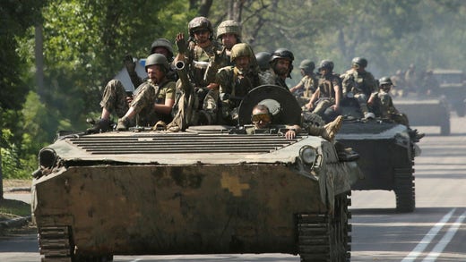 Ukrainska soldater i regionen Donetsk i östra delen av landet.