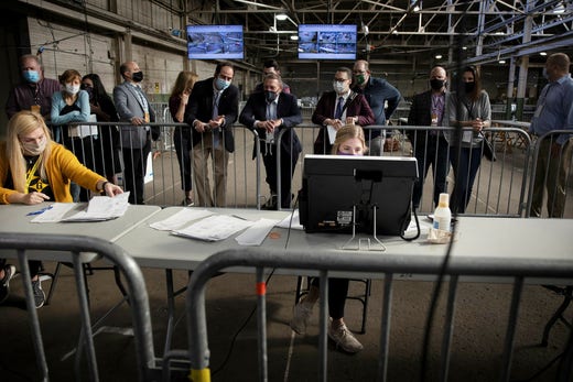 Övervakning av rösträkningen i Pennsylvania efter valet 2020.