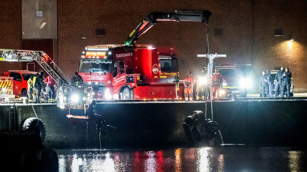 Två döda i bil i vattnet i Malmös industrihamn
