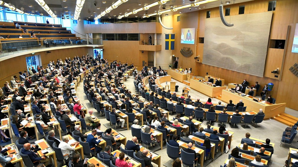 Riksdagens plenisal.