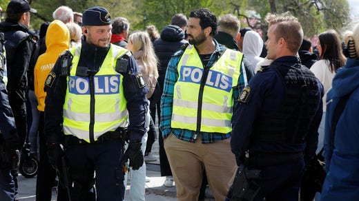 Den polisiära närvaron på plats var stor.