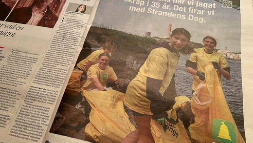Helsidesannonsen i onsdagens DN från idrottens miljöorganisation ”Städa Sverige”.