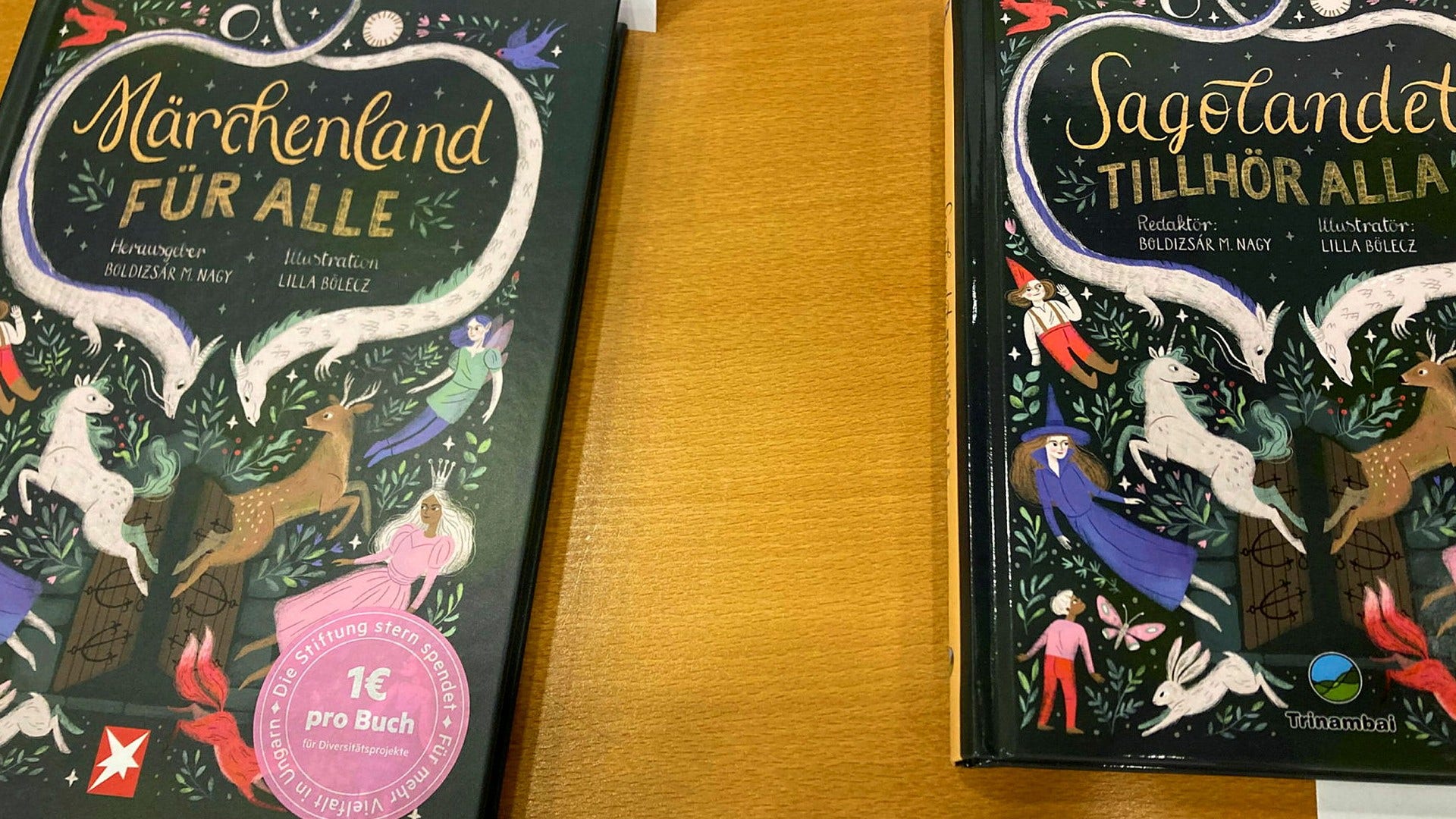 Den ungerska barnboken ”Sagolandet tillhör alla”, illustrerad av Lilla Bölecz, finns översatt till tio språk. På svenska kom boken ut på Trinambai förlag i maj.