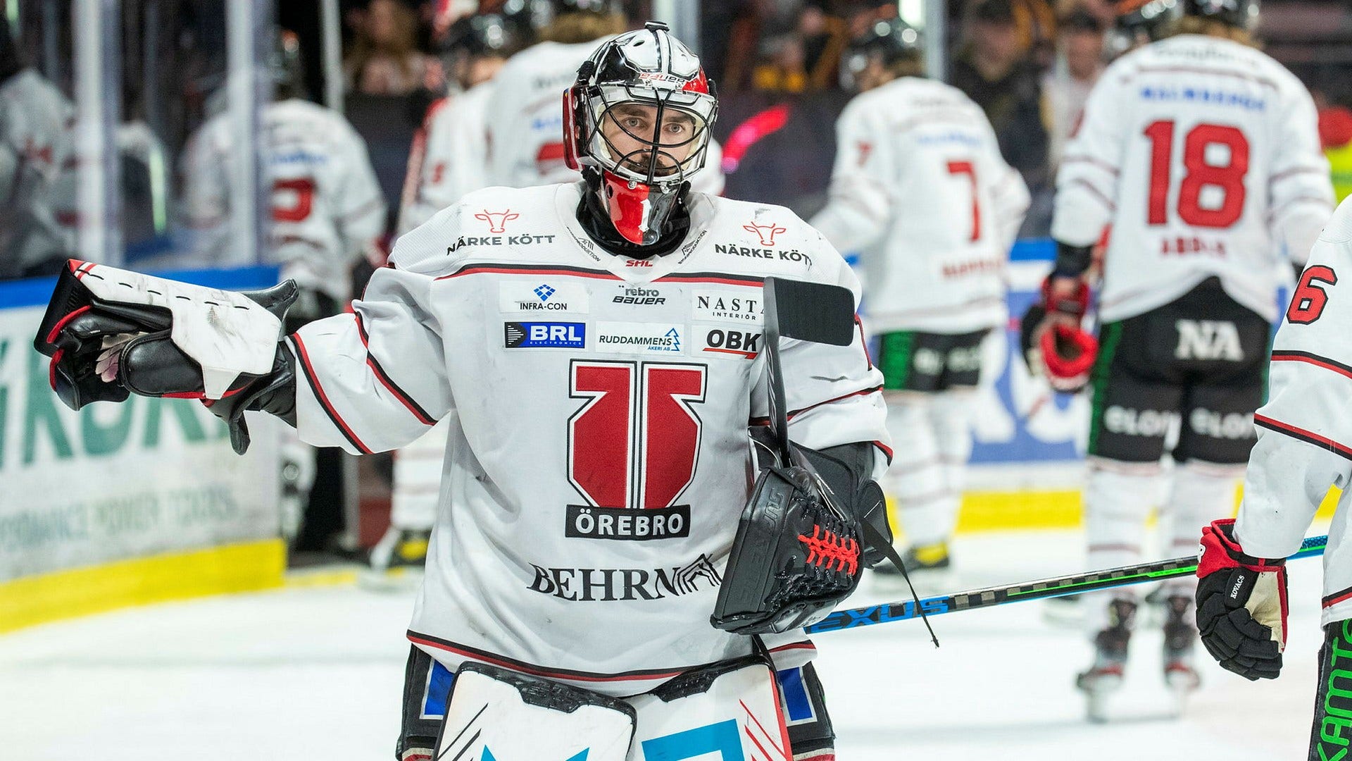 Jhonas Enroth och hans medspelare i Örebro hade det svårt att komma till Luleå för kvällens SM-kvartsfinal. Mötet blev därmed försenat. Arkivbild.