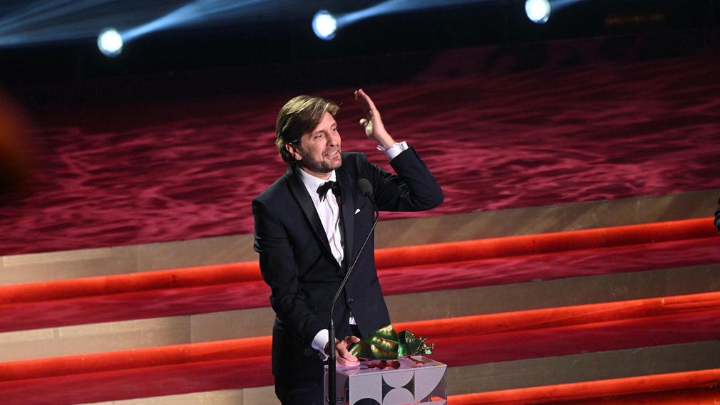 Ruben Östlund peppade Filmsverige i sitt tacktal.