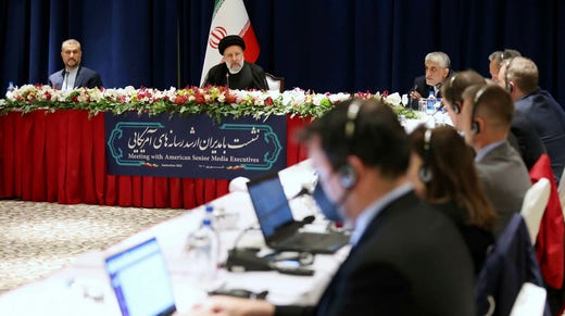 Irans president Ebrahim Raisi på FN:s generalförsamlings möte i New York.