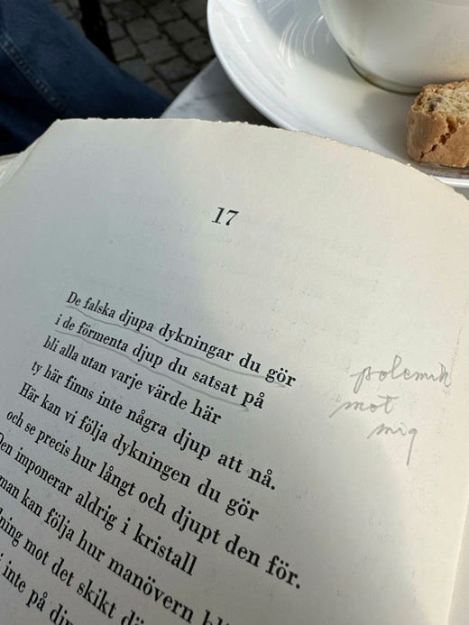 Sven Stolpes anteckning i marginalen: ”Polemik mot mig”.
