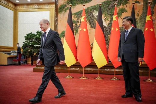 Xi Jinping under ett möte med Tyskland förbundskansler Olaf Scholz i början av november.