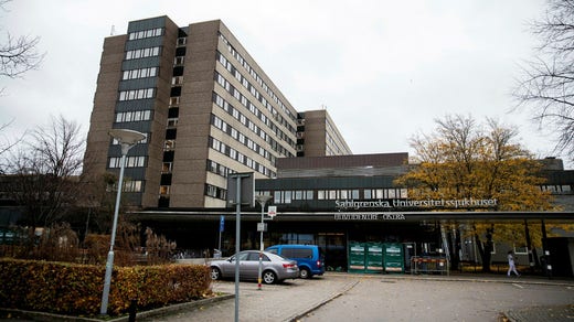 Huvudentrén till Östra sjukhuset som är en del av Sahlgrenska universitetssjukhuset.