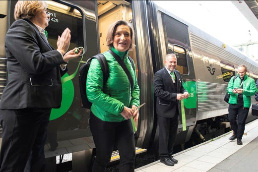 Monica Lingegård klippte bandet när SJ invigde nya X2000-tåg i november 2021.