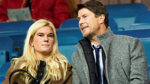 Rasmin Laudrup Dufour, sposata con la star del dressage danese, con suo padre, la leggenda del calcio Brian Laudrup.