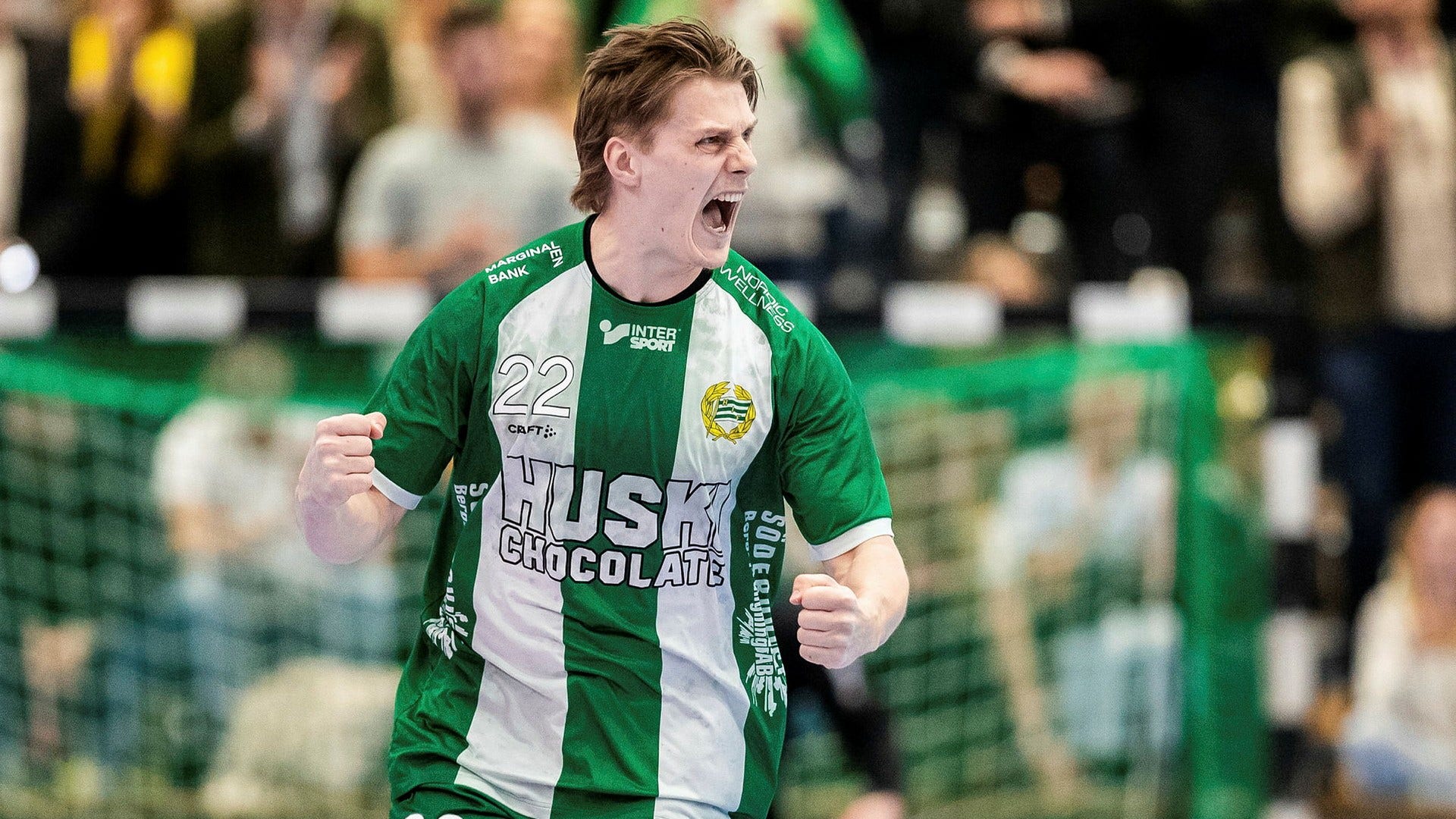 Hammarbys Viktor Ahlstrand jublar efter ett mål i semifinalen mot Kristianstad.