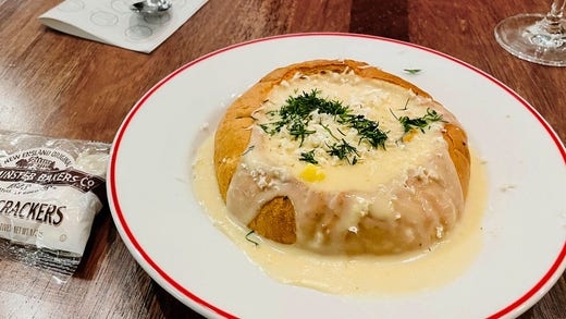Clam chowder, 195 kr.