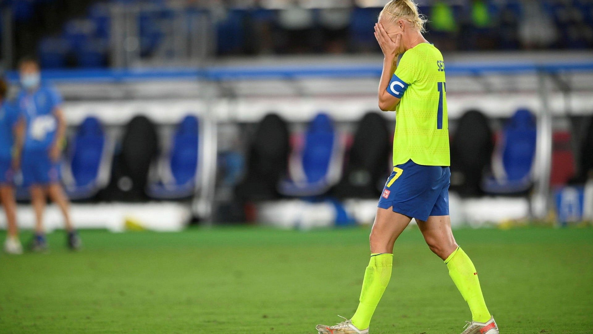 Caroline Seger efter straffmissen i OS-finalen.