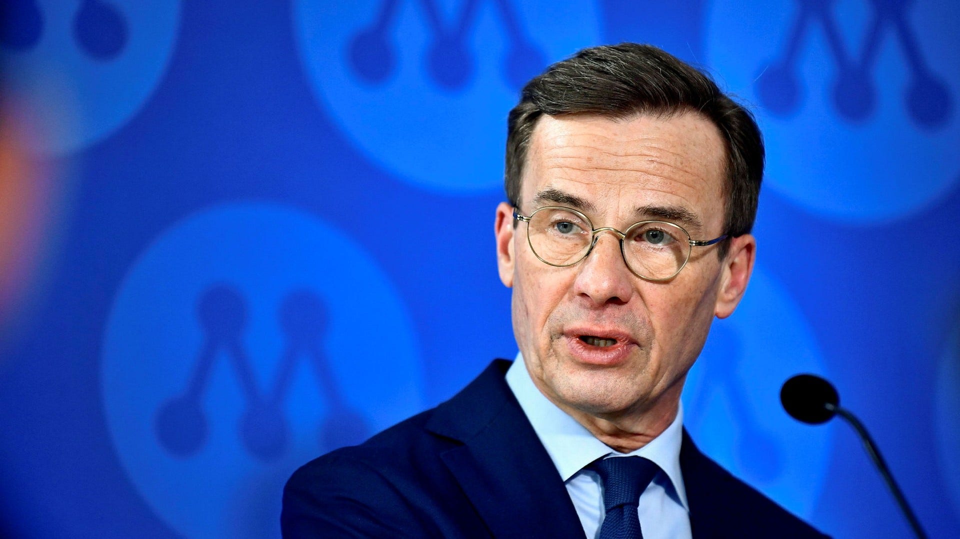 Ulf Kristersson på lördagens pressträff.