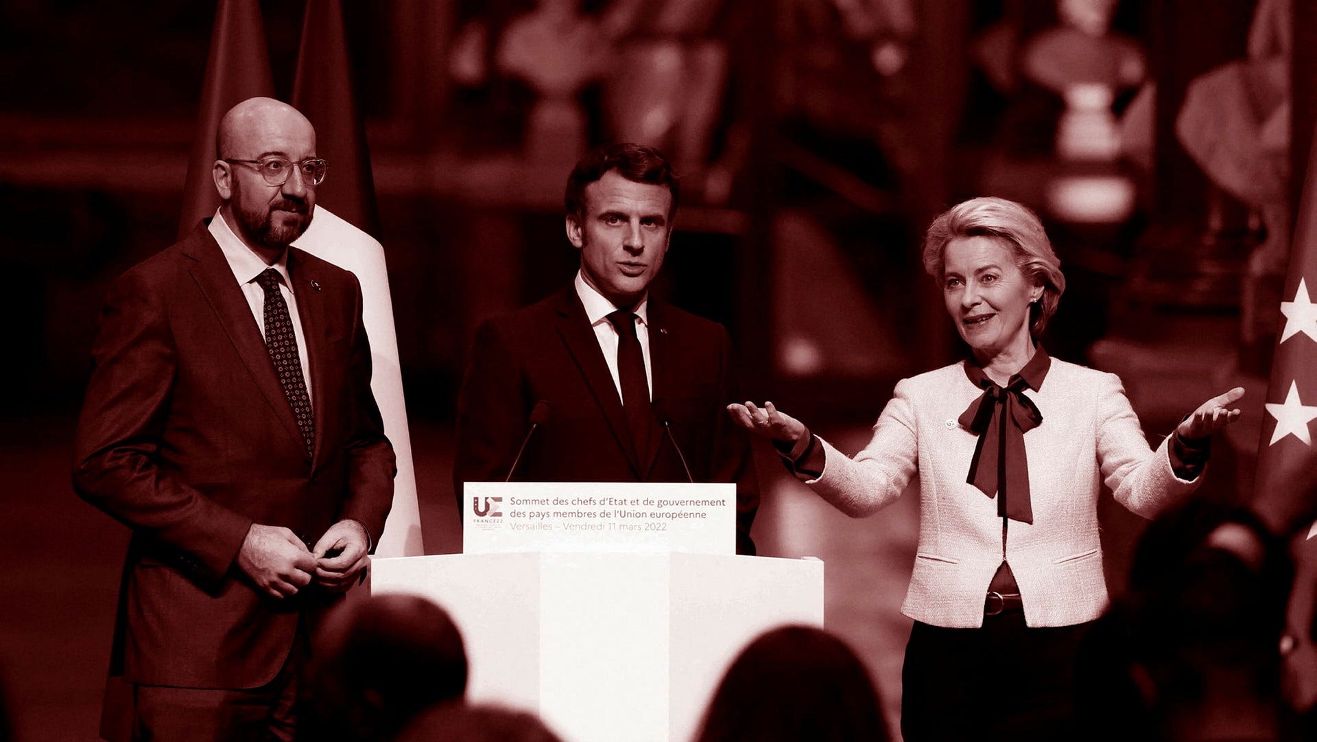 Emmanuel Macron och kommissionens ordförande Ursula von der Leyen driver på för att göra EU fritt från rysk gas.