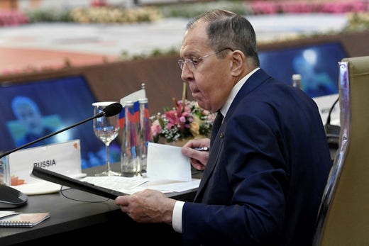 Sergej Lavrov under G20-mötet tidigare i veckan.