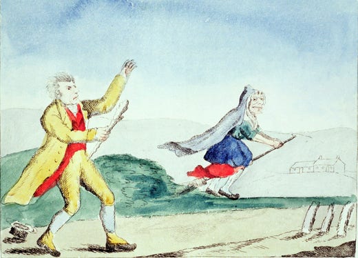 Drawing of a witch from the 1790s.