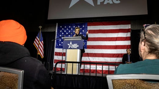 Palin på valmöte i Anchorage i oktober.