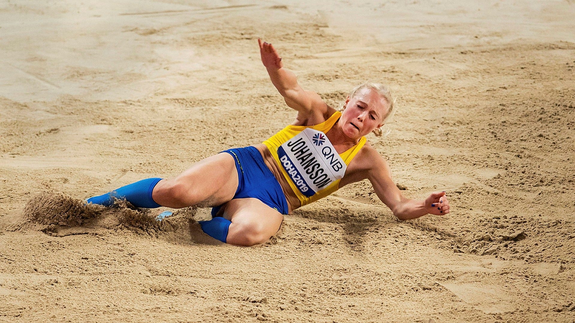 Tilde Johansson under VM i Doha 2019. En knäskada gjorde att hon missade OS.