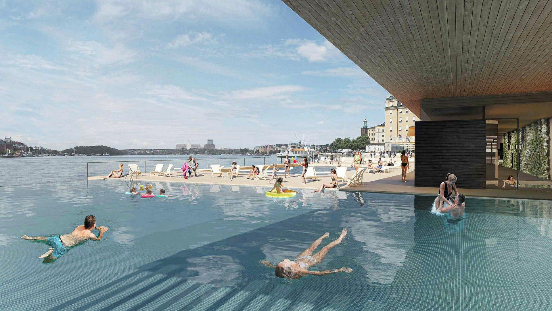 En visionsbild på hur badet skulle kunna se ut, om det byggs.