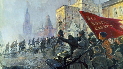 En målning från revolutionen 1917 (konstnär okänd).