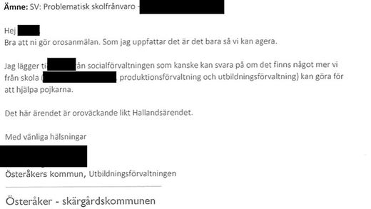 Skärmdump från mejl den 20 maj 2022