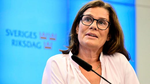 Sverigedemokraternas Elsa Widding på en tidigare pressträff om SD:s energipolitik.