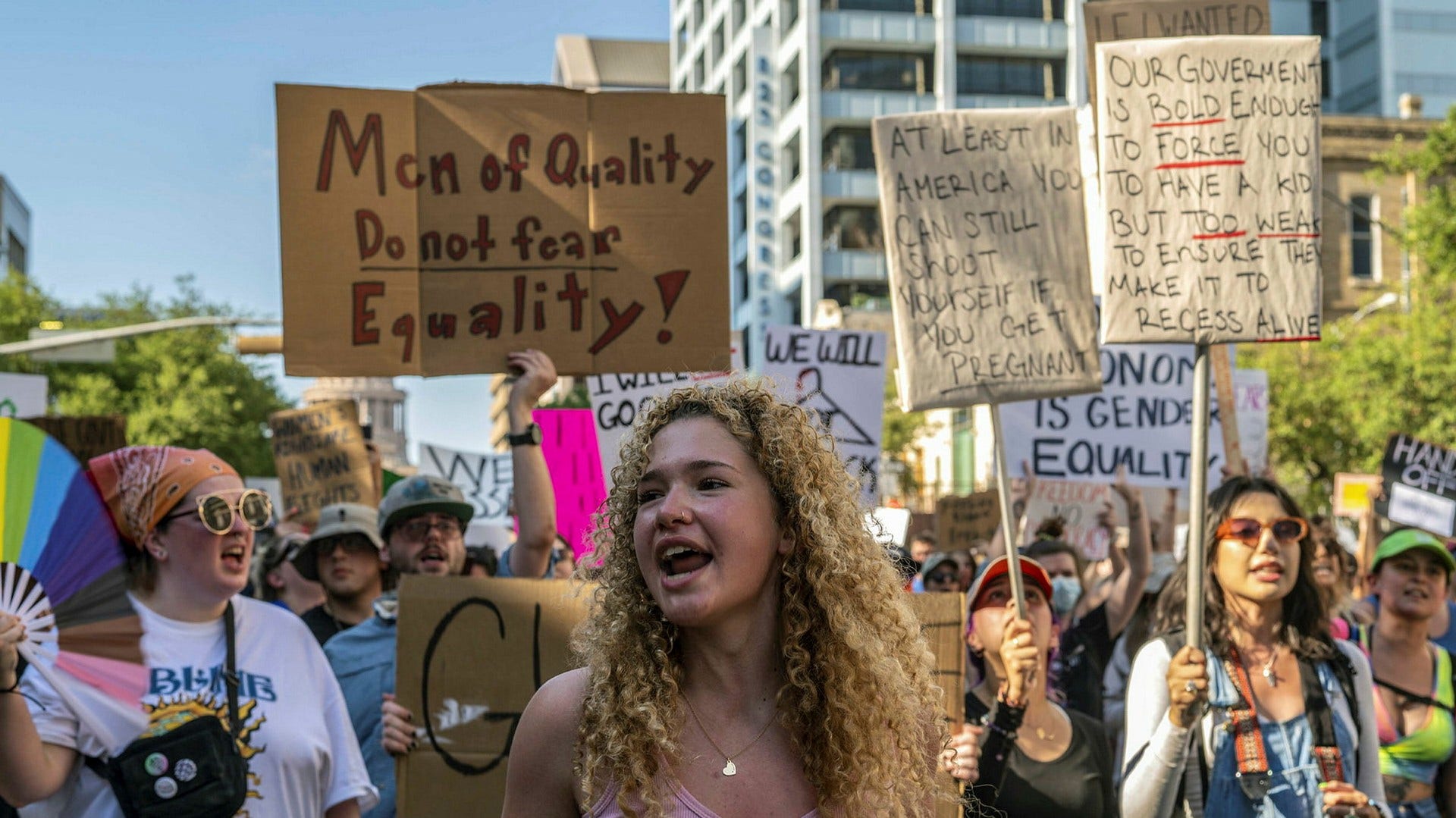 Protester i Austin i Texas efter att ”Roe mot Wade”-beslutet revs upp.