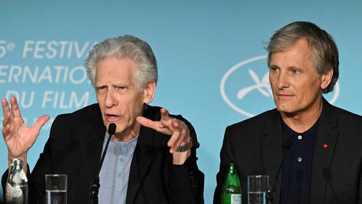 David Cronenberg och Viggo Mortensen under presskonferensen i Cannes.