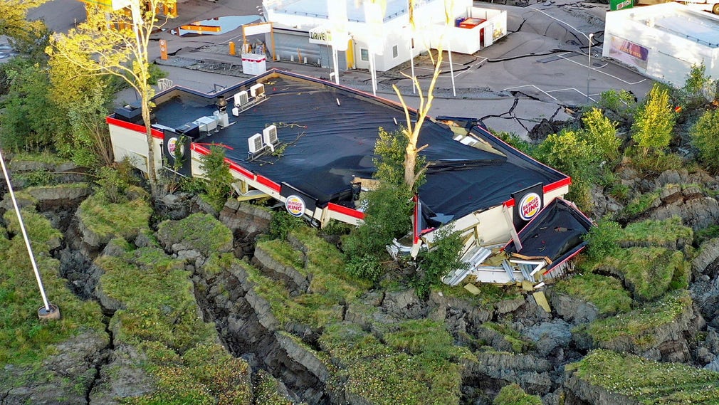 Restaurant buried in the landslide