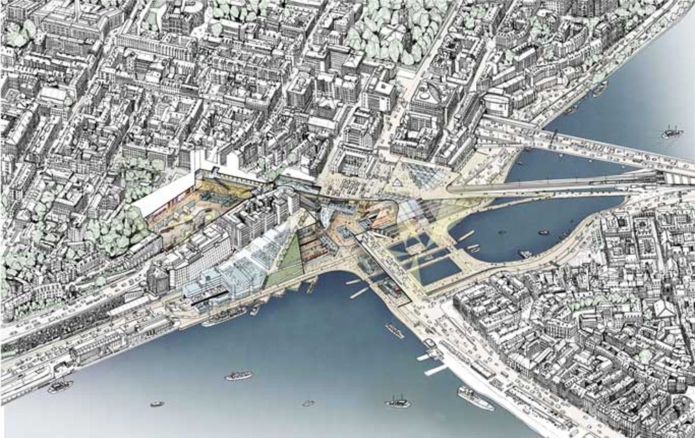 Skiss från Stockholms stad över förslaget till ombyggnad av Slussen.