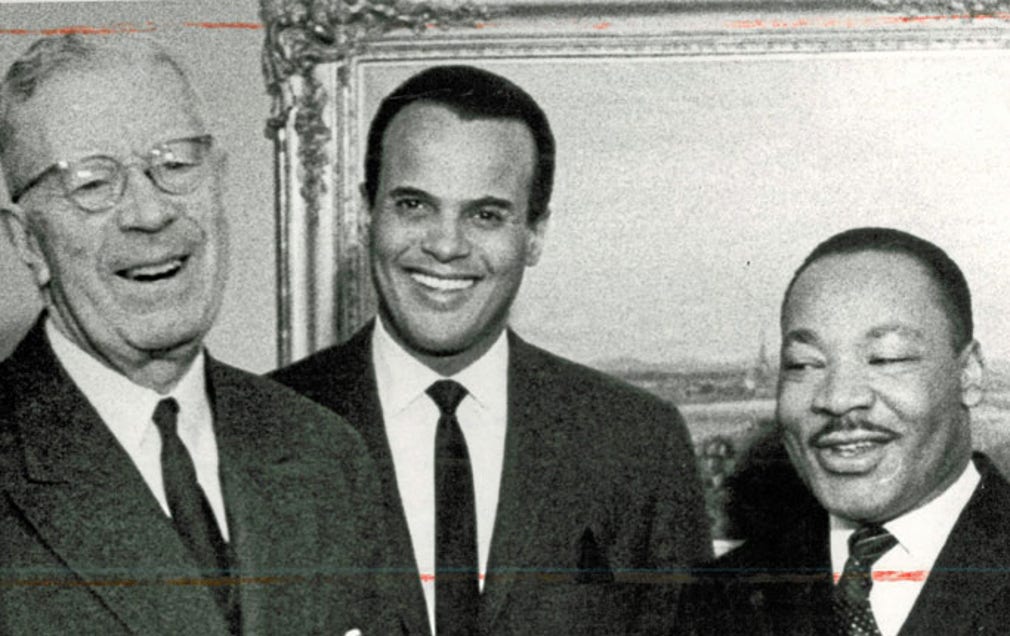 Gustaf VI Adolf, Harry Belafonte och Martin Luther King.