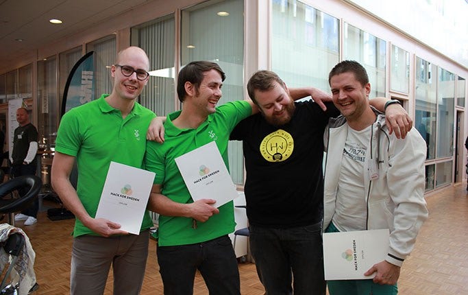 Vinnarlaget från vänster: Marcus Kempe, Heiti Ernits, Per-Olov Jernberg och Mats Törnberg.