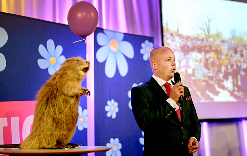 Björn Söder på Valvaka hos Sverigedemokraterna.