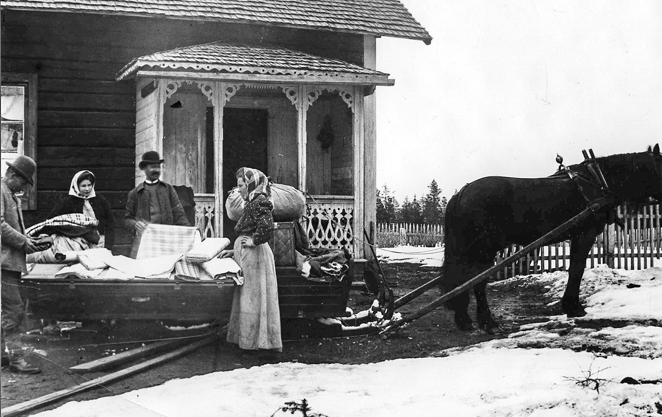 Gårdfarihandlare besöker Bredvar ca 1900 talet.