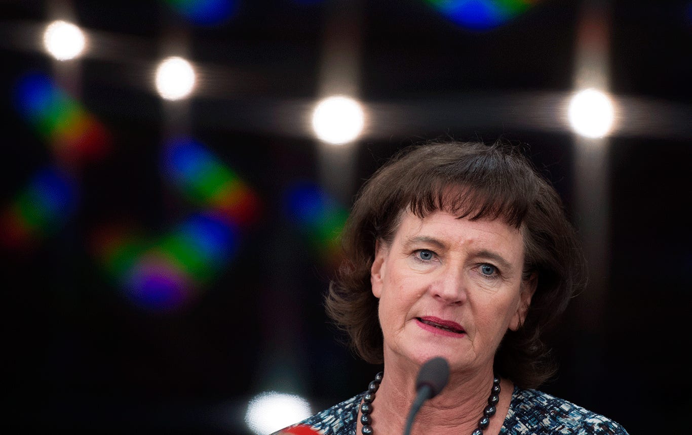 Kommunals ordförande Annelie Nordström under fredagens pressträff.