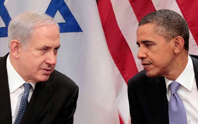 USA betygar sin vänskap med Israel, men stämningen är knappast hjärtlig när Benjamin Netanyahu och Barack Obama möts, här i FN i september i fjol.