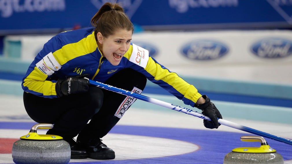 Anna Hasselborg i en VM-match i Peking.