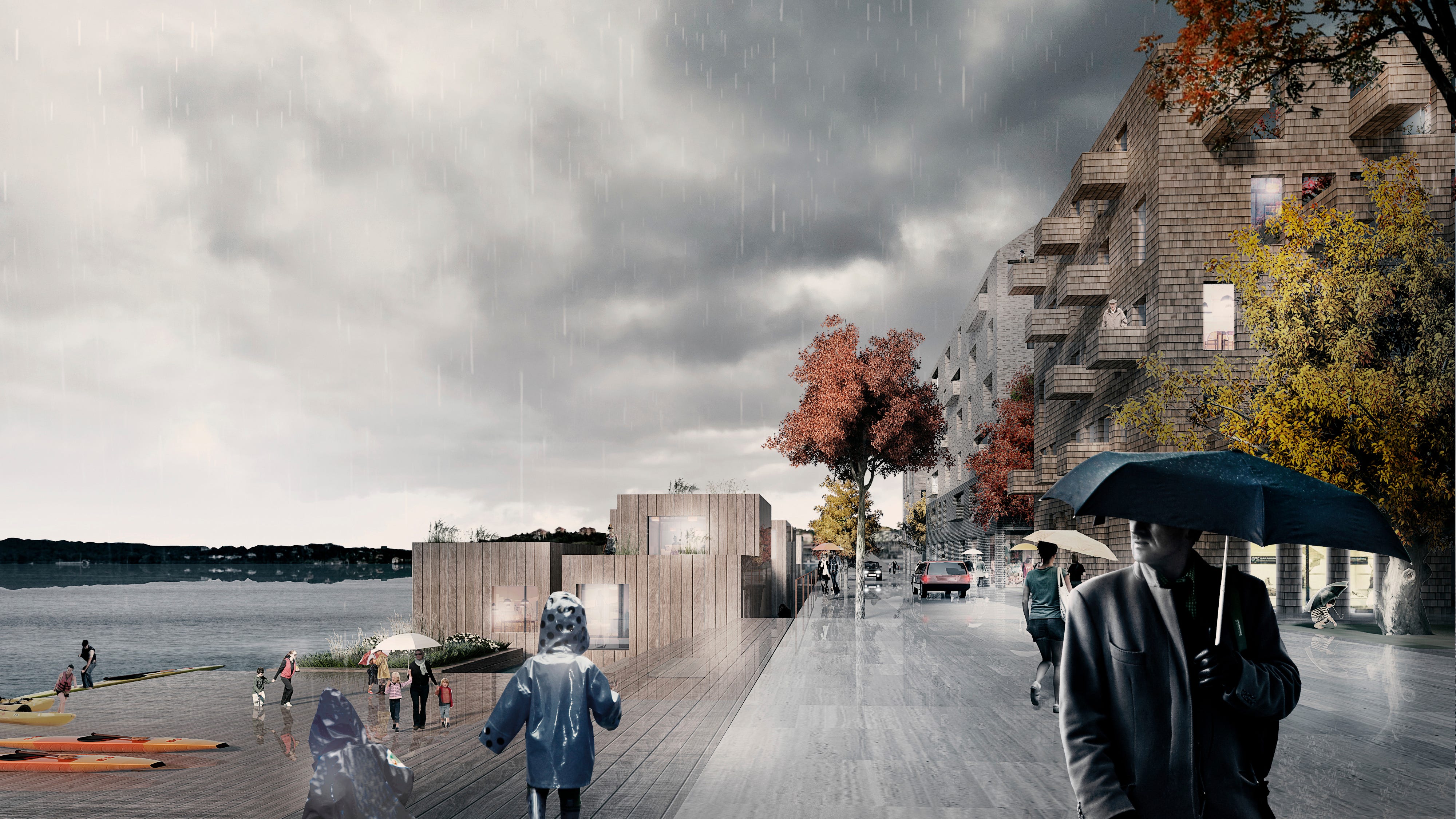 Vid norra kajens bryggdäck byggs studentbostäder.